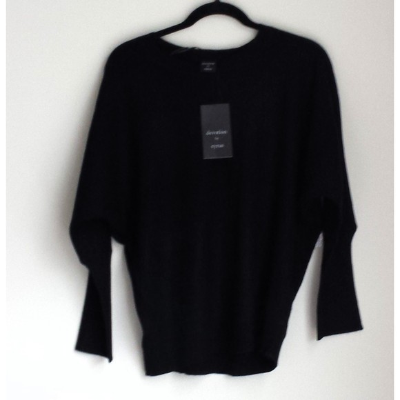 New Devotion by Cyrus Dolman Sleeve Ribbed Center Seam Sweater Black Size 1X - Picture 3 of 9
